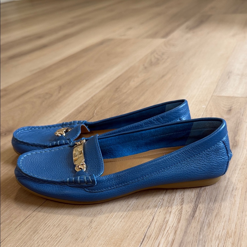 Blue Leather COACH Loafers
